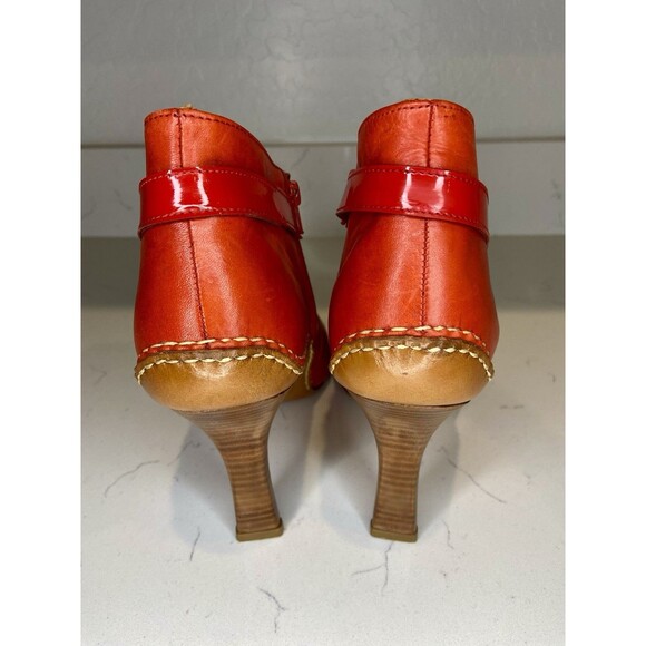 Charlie 1 Horse Red Leather Pointed Toe Ankle Boots 9B US 40 EU Brazil Heels - Picture 5 of 9